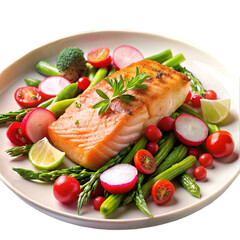 Delicious Grilled Salmon Steak with Lemon and Herbs
