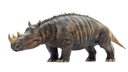 Obraz premium Majestic Rhino Isolated on Transparent Background - Striking and Powerful Wildlife Image