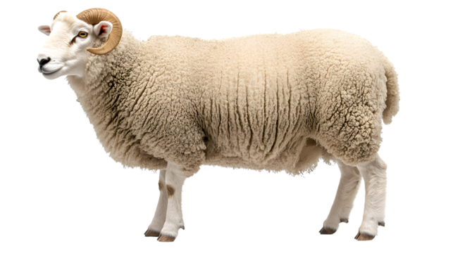 Elegant Profile Image of a Sheep with White Coat - Standout Animal Portrait Photography