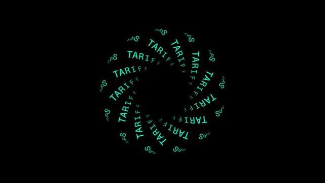  Kinetic Typography Loop TARIFFS Spherical Text Animation Reflecting Global Trade Conflict