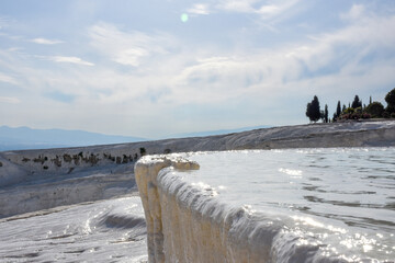 view of pamukkale travertines at denizli, turkey