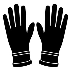 Obraz premium black leather gloves silhouette vector isolated on white background