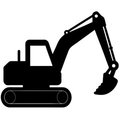 steel excavator silhouette vector isolated on white background