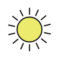 Sun, Sun icon, yellow sun. Sun icon with editable strock icon. Sun illustration for website, interfaces, mobile apps