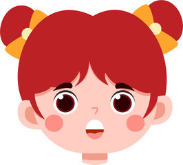 Surprised Girl with Red Hair and Yellow Bows