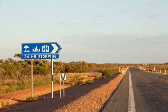 Rest stop sign on side of outback highway