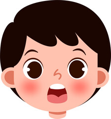 Surprised Boy's Face: Cartoon Illustration with Wide Eyes and Open Mouth