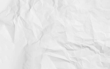 White clean crumpled paper background. Horizontal white crumpled and creased paper poster texture background. Vector illustration