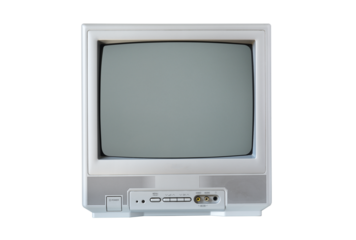 Old silver vintage television from 1990s, 2000s isolated on white background.