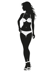 Woman Silhouette Lingerie High Heels Full Length