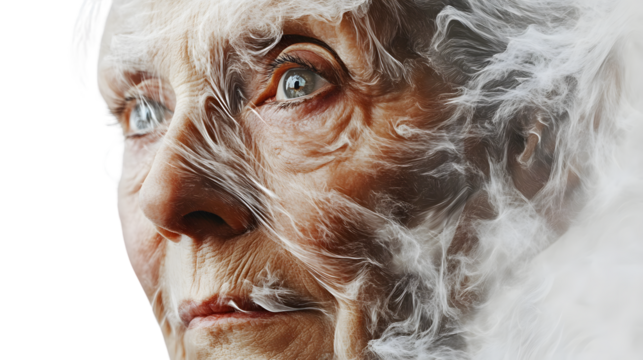Elderly Woman's Abstract Portrait Illustration: Generative AI Concept Art of Body Part