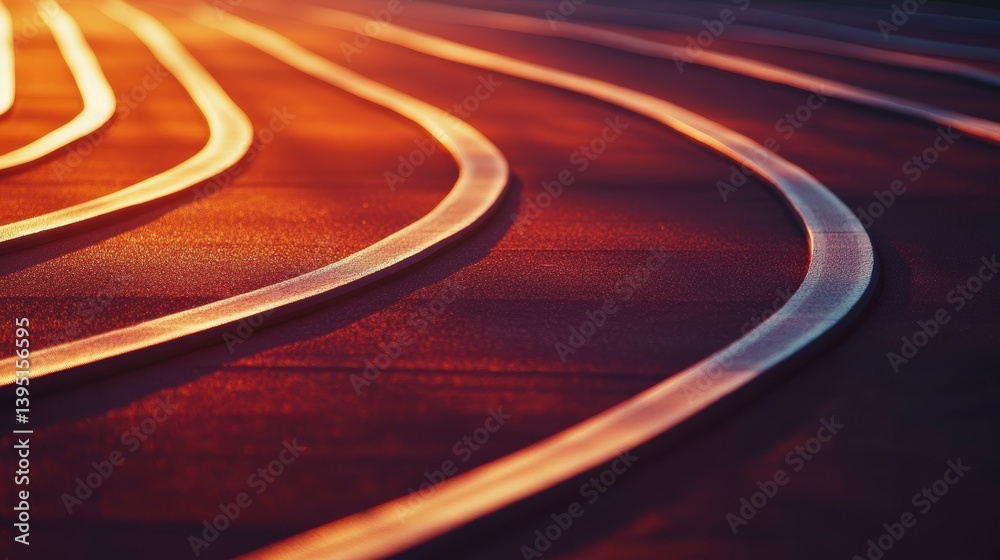 Poster abstract sunset light on curved lines of a textured surface.
