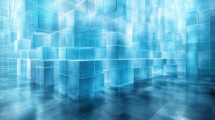 Obraz premium Abstract, glowing, blue cubes