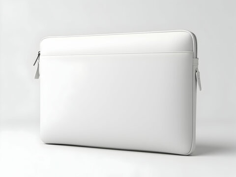 Sleek and minimalist mockup of a white laptop sleeve showcasing its design and providing a clean template for branding and product presentation with professional style