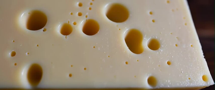 Anamorphic video of Close-up yellow cheese 