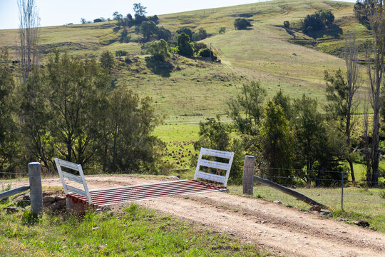 Cattle grid at farm entrance