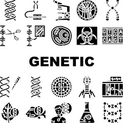 genetic engineering crispr gene icons set vector