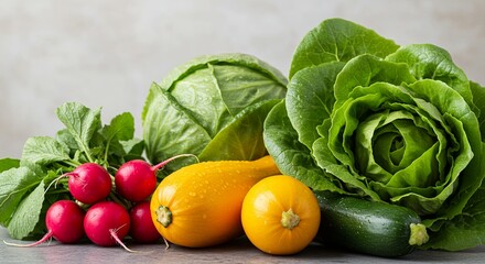 various green, orange, and yellow vegetables laid out together