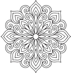 Line Art Mandala Drawing – vector, illustration