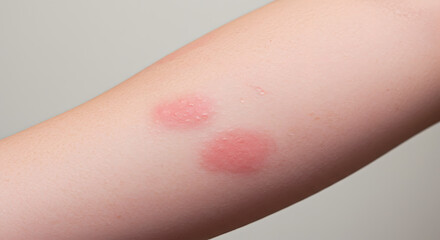 Fototapeta premium Skin with Two Round, Reddish Irritated Patches.