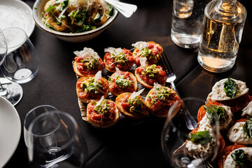 Tasty Avocado and Tomato Bruschetta on a Plate