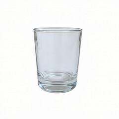 "Close-up of a clear glass of water on a white background."
