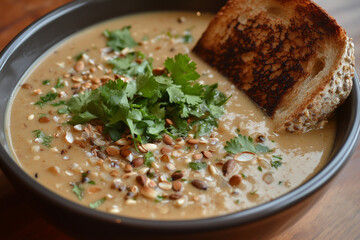 Gęsta zupa krem z grzanką