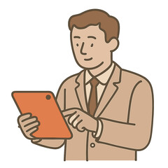 Businessman using tablet with focus on technology in office  