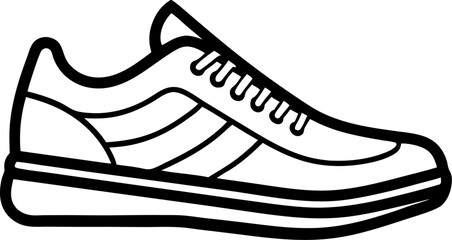 Casual Sporty Shoe outline icon on transparent background 