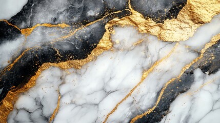 Elegant Black Gold Marble Texture Background