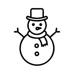 Snowman outline vector illustration for christmas winter holiday design art