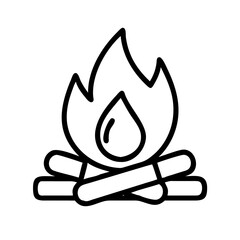 Campfire flame burning wood bonfire outdoor camping fire heat warm icon vector art