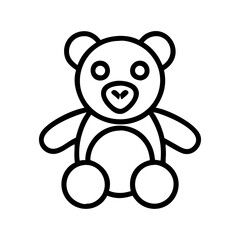 Cute teddy bear outline vector illustration for kids coloring and design needs