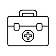 First aid kit vector illustration emergency medical box healthcare outline style