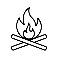 Campfire icon vector illustration, bonfire flame symbol, camping fire graphic design
