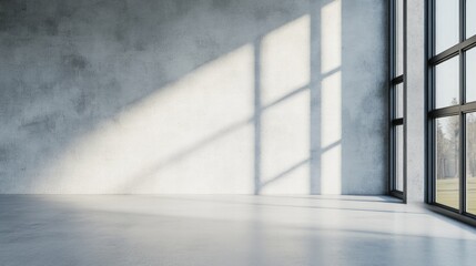 Obraz premium Spacious minimalist interior with large glass windows and natural light for modern home design inspiration