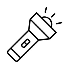 Flashlight vector icon illustration for camping hiking and emergency light source