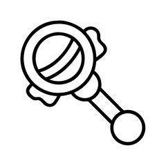Outline baby rattle toy vector illustration for infants and newborn children item