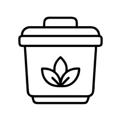 Organic waste bin vector icon design for composting and recycling initiatives use