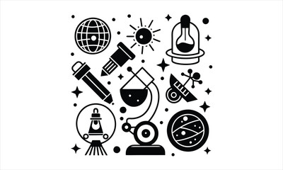 Obraz premium Scientific Exploration Doodle Icons