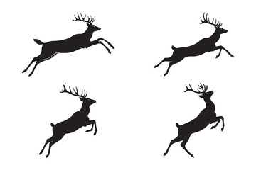 Jumping Deer Silhouette Vector Leaping Stag Clipart Wildlife Design