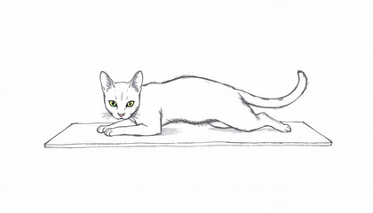 Cat lurking playfully on a flat surface  