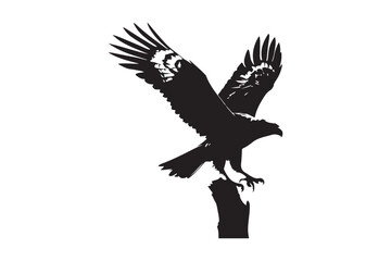 Obraz premium Eagle Silhouette Perched Vector Majestic Bird of Prey Clipart Design