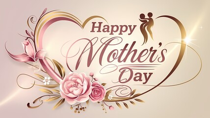 Elegant Happy Mother's Day greeting with glowing artistic typography floral details a heartwarming message in a high-resolution digital artwork perfect for celebration Mother's Day illustration design