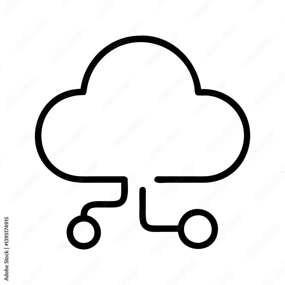 Poster cloud computing network diagram vector illustration for data storage and sharing
