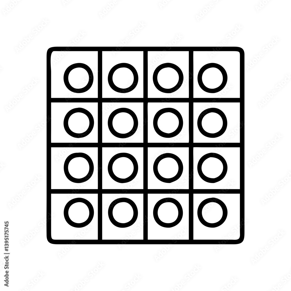 Poster square grid pattern with circles vector design for abstract background use cases