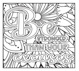 Fototapeta premium Motivational Quotes Coloring Pages For Adutls