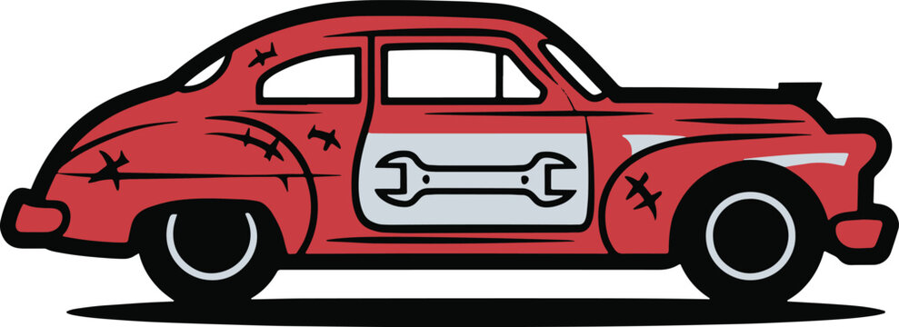 car and bike repair shop mockup design