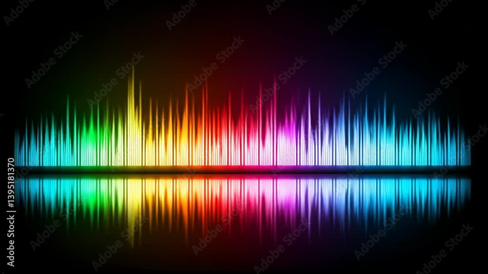 Poster vibrant audio visualization with colorful equalizer waveforms generative ai