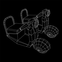 Delivery scooter for lifestyle design courier. Business express delivery concept. Wireframe low poly mesh vector illustration